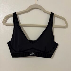 ALO Yoga Black V-Neck Sports Bra
